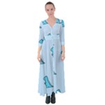 Dinosaur , Cute, Pastel, Button Up Maxi Dress