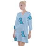 Dinosaur , Cute, Pastel, Open Neck Shift Dress