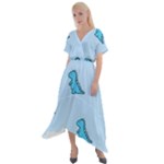 Dinosaur , Cute, Pastel, Cross Front Sharkbite Hem Maxi Dress