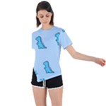 Dinosaur , Cute, Pastel, Asymmetrical Short Sleeve Sports T-Shirt