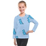 Dinosaur , Cute, Pastel, Kids  Long Mesh T-Shirt