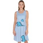 Dinosaur , Cute, Pastel, Knee Length Skater Dress With Pockets