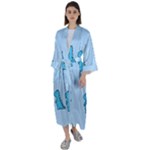 Dinosaur , Cute, Pastel, Maxi Satin Kimono