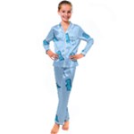 Dinosaur , Cute, Pastel, Kids  Satin Long Sleeve Pajamas Set