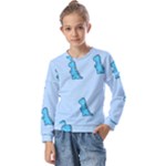 Dinosaur , Cute, Pastel, Kids  Long Sleeve T-Shirt with Frill 