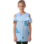 Dinosaur , Cute, Pastel, Fold Over Open Sleeve Top