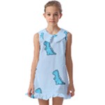 Dinosaur , Cute, Pastel, Kids  Pilgrim Collar Ruffle Hem Dress