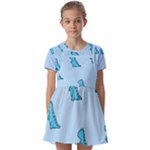 Dinosaur , Cute, Pastel, Kids  Short Sleeve Pinafore Style Dress