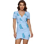 Dinosaur , Cute, Pastel, Low Cut Cap Sleeve Mini Dress