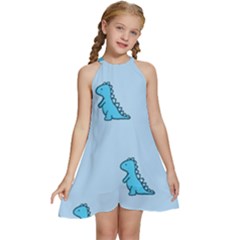 Kids  Halter Collar Waist Tie Chiffon Dress 