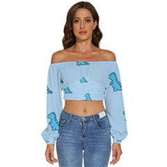 Long Sleeve Crinkled Weave Crop Top 