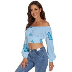 Long Sleeve Crinkled Weave Crop Top 