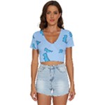 Dinosaur , Cute, Pastel, V-Neck Crop Top