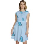 Dinosaur , Cute, Pastel, Cap Sleeve High Waist Dress