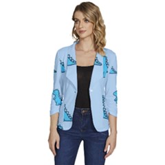 Women s One-Button 3/4 Sleeve Short Jacket 