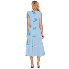 V-Neck Drawstring Shoulder Sleeveless Maxi Dress 