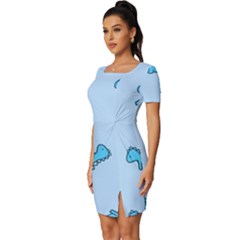 Fitted Knot Split End Bodycon Dress 