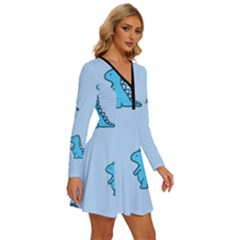 Long Sleeve Deep V Mini Dress  