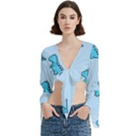 Dinosaur , Cute, Pastel, Trumpet Sleeve Cropped Top