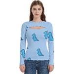 Dinosaur , Cute, Pastel, Women s Cut Out Long Sleeve T-Shirt