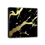 Marble Black, Kiss, Gold, Pretty Mini Canvas 4  x 4  (Stretched)