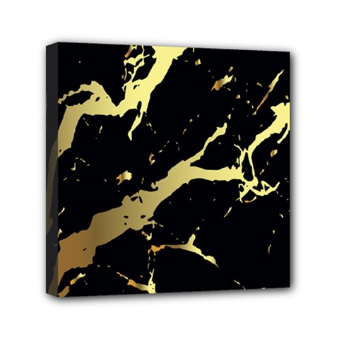 Marble Black, Kiss, Gold, Pretty Mini Canvas 6  x 6  (Stretched) from ArtsNow.com