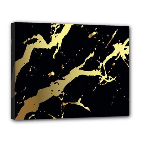 Marble Black, Kiss, Gold, Pretty Canvas 14  x 11  (Stretched) from ArtsNow.com