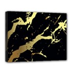 Marble Black, Kiss, Gold, Pretty Canvas 14  x 11  (Stretched)