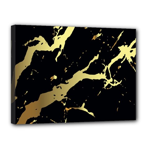 Marble Black, Kiss, Gold, Pretty Canvas 16  x 12  (Stretched) from ArtsNow.com