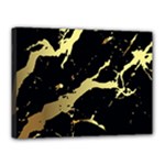 Marble Black, Kiss, Gold, Pretty Canvas 16  x 12  (Stretched)