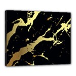 Marble Black, Kiss, Gold, Pretty Canvas 20  x 16  (Stretched)