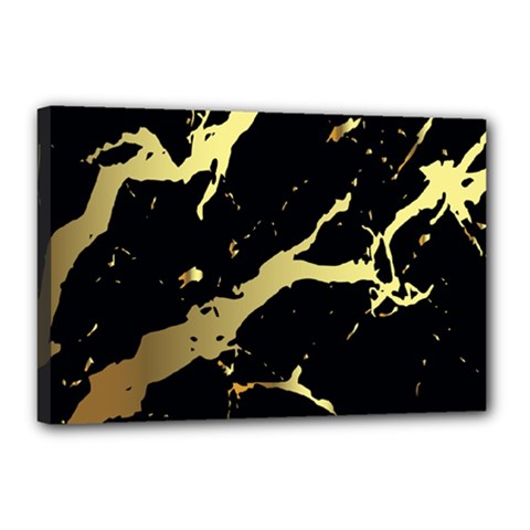 Marble Black, Kiss, Gold, Pretty Canvas 18  x 12  (Stretched) from ArtsNow.com