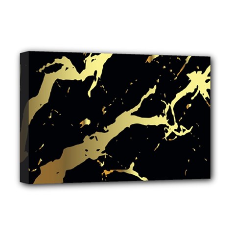 Marble Black, Kiss, Gold, Pretty Deluxe Canvas 18  x 12  (Stretched) from ArtsNow.com