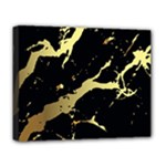 Marble Black, Kiss, Gold, Pretty Deluxe Canvas 20  x 16  (Stretched)