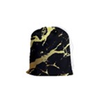 Marble Black, Kiss, Gold, Pretty Drawstring Pouch (Small)