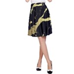 Marble Black, Kiss, Gold, Pretty A-Line Skirt