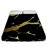 Marble Black, Kiss, Gold, Pretty Fitted Sheet (Queen Size)