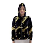 Marble Black, Kiss, Gold, Pretty Women s Hooded Windbreaker