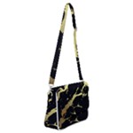 Marble Black, Kiss, Gold, Pretty Shoulder Bag with Back Zipper