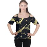 Marble Black, Kiss, Gold, Pretty Cutout Shoulder T-Shirt