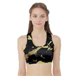 Marble Black, Kiss, Gold, Pretty Sports Bra with Border