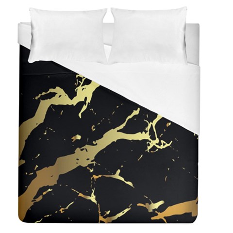 Marble Black, Kiss, Gold, Pretty Duvet Cover (Queen Size) from ArtsNow.com