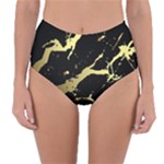 Marble Black, Kiss, Gold, Pretty Reversible High-Waist Bikini Bottoms