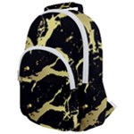 Marble Black, Kiss, Gold, Pretty Rounded Multi Pocket Backpack