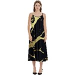 Marble Black, Kiss, Gold, Pretty Casual Spaghetti Strap Midi Dress