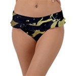 Marble Black, Kiss, Gold, Pretty Frill Bikini Bottoms