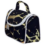 Marble Black, Kiss, Gold, Pretty Satchel Handbag