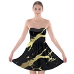 Marble Black, Kiss, Gold, Pretty Strapless Bra Top Dress