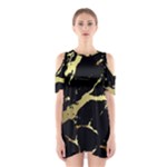 Marble Black, Kiss, Gold, Pretty Shoulder Cutout One Piece Dress