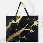 Marble Black, Kiss, Gold, Pretty Zipper Large Tote Bag